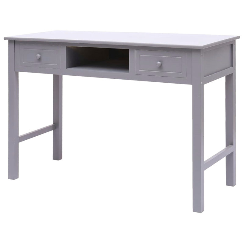 Aesir Solid Wood Solid Wood Writing Desk, Grey, Grey