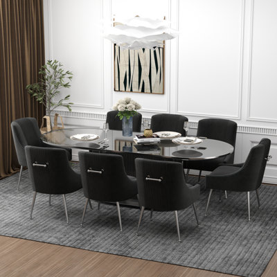 Farr Velvet Upholstered Side Chair With Silver Legs
