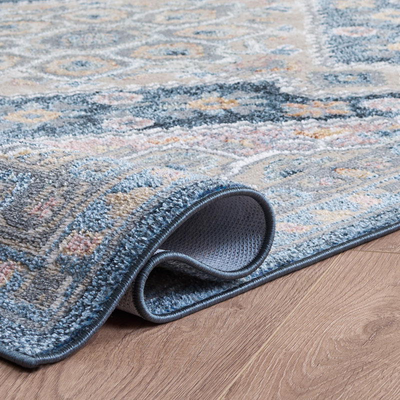 Tapis gris / bleu marine Hulse 220, Rectangle 4 pi x 6 pi