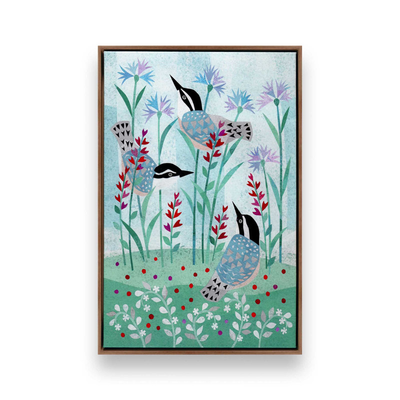 Reproduction d'art sur toile "Wilderness Collage IX" par Kim Conway, Brun, «Floater», reproduction encadrée sans passe-par