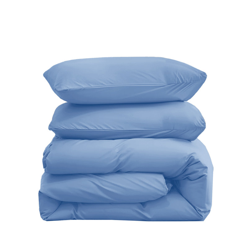 Microfiber Solid Colour Duvet Cover Set, Single Duvet Cover + 1 Pillowcase, Light Blue