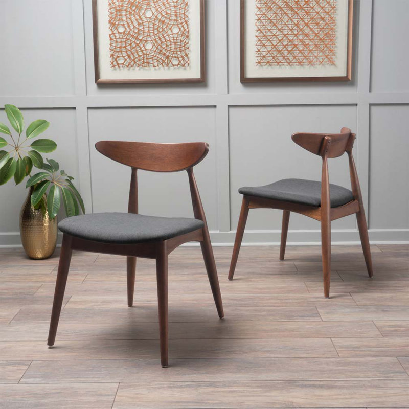 Chaise d'appoint rembourrée Drumnadrough, Gris anthracite, Noyer