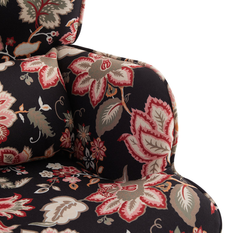 Kade Upholstered Armchair with Footstool, Black/Red Floral