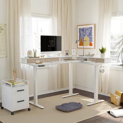 Ilean Adjustable L-Shaped Metal Base Standing Desk