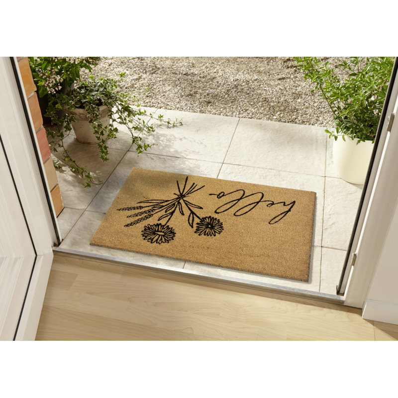 Hello & Flowers Door Mat
