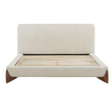 Crosby Polyester Upholstered with Solid Oak Taupe Queen Bed