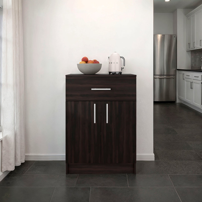 Armoire-garde-manger à un tiroir, deux tablettes intérieures, noir Mayque
