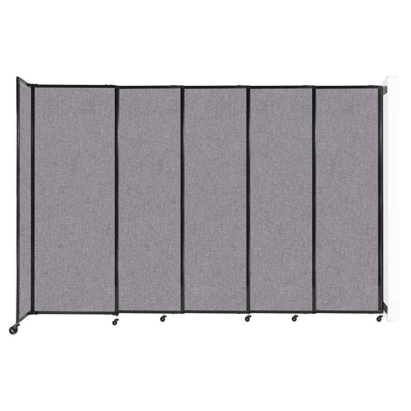 Cloison coulissante 5 pi, H 90 po x l 135 po x P 33 po, Gris clair / noir