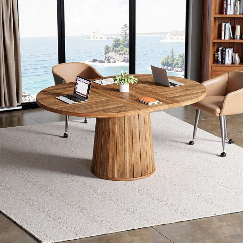 Table de conférence rustique ovale Bureau d'ordinateur Bureau d'écriture Bureau de direction - Table de réunion de style campagnard 6 places pour bureaux modernes