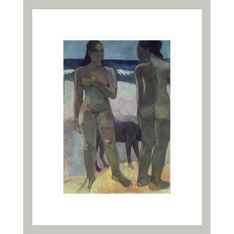 «Two Tahitian Women on the Beach» par Paul Gauguin - Estampe numérique encadrée, H 16,75 po x l 13,41 po
