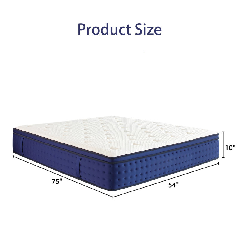 Modern Mattress With Gel Memory Foam Euro Top Cool Hybrid Individual Pocket Spring With Edge Support, Full / Double
