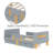 Kids Daybed Frame with Storage Drawers and Safety Guardrails,  Wood Daybed with Headboard and Hook Organizer, Gray, Full-654134730-654134724