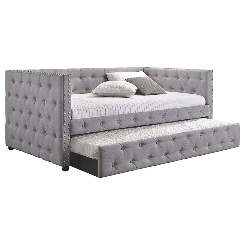 Cross Creek Grey Upholstered  Daybed With Trundle