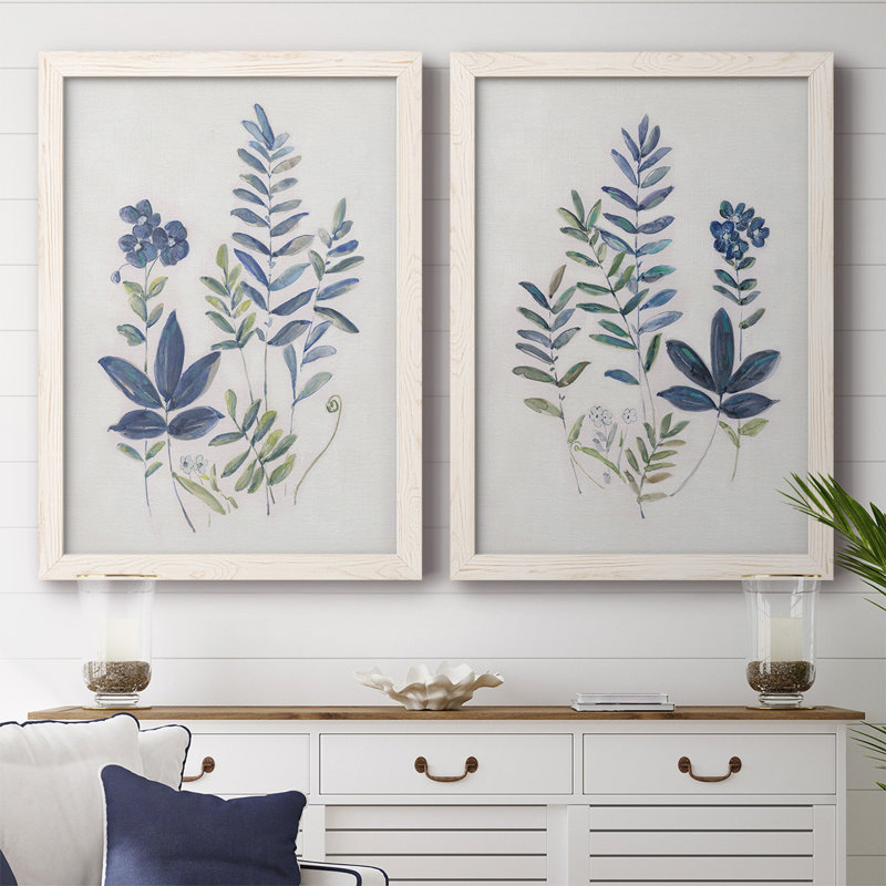 Fern Study I - Toile encadrée de qualité supérieure - prête à être accrochée, Blanc, H 27,5 po x l 75 po x P 1,5 po