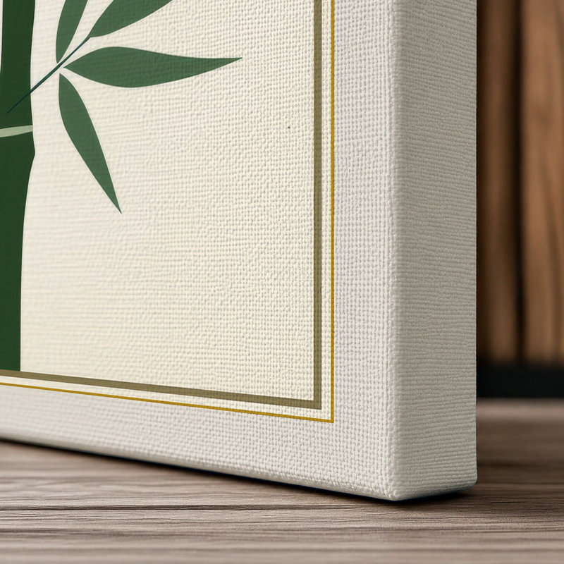 Bamboo Study Japandi - Wrapped Canvas, Cream Border, 18x12 - 45.7 x 30.5 cm