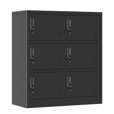 6-Door Employee Storage Locker, Metal Lockers for Office, Gym, School, and Homewith Card Slot