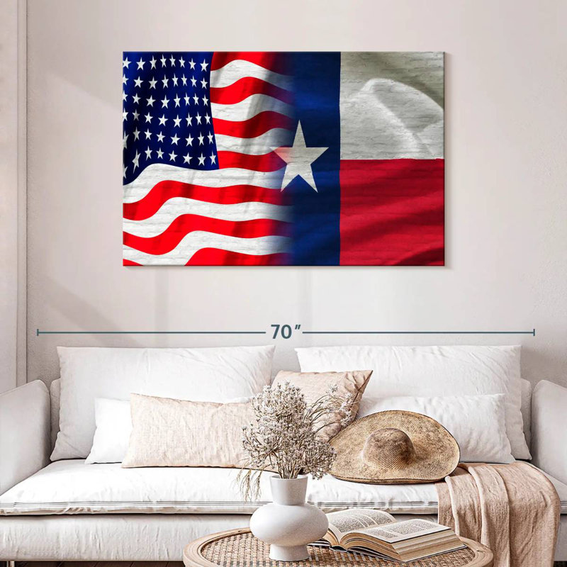 Borges US And Texas Flag, 30" H x 45" W