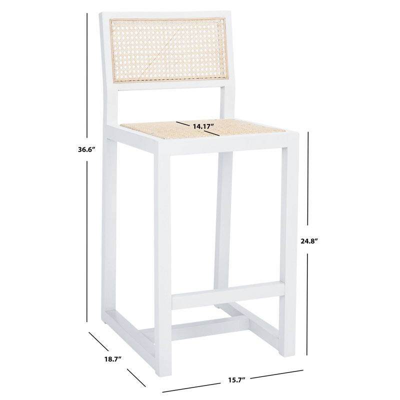 Cane Bar Stool, White, Counter Stool