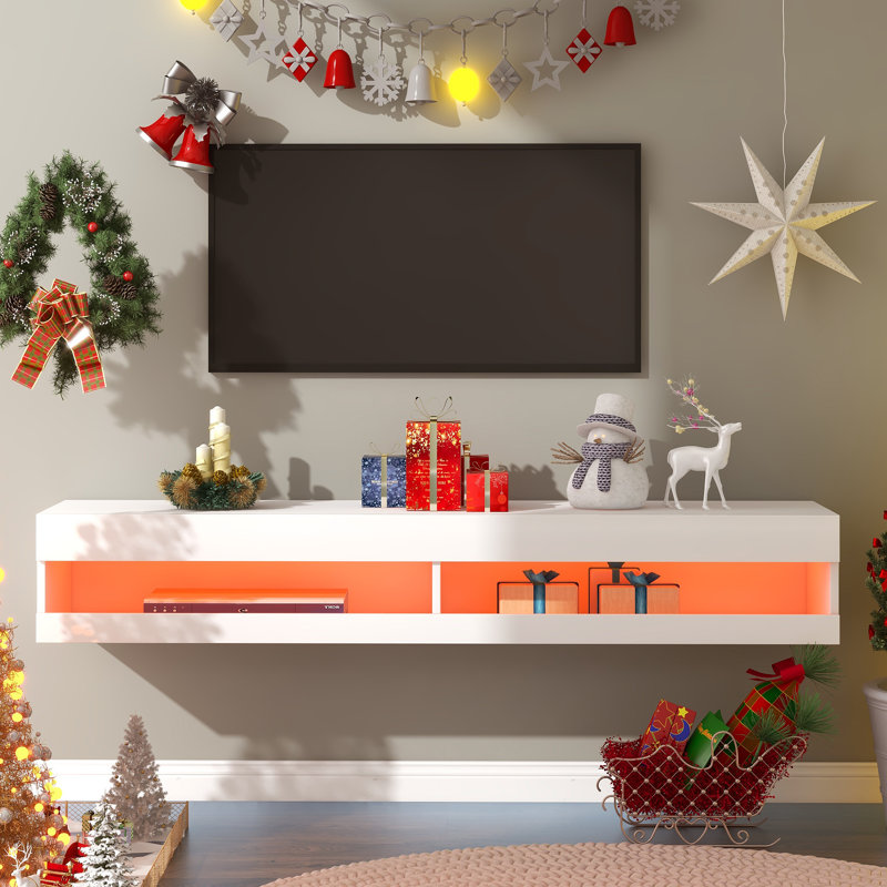 Kardos Unfinished Floating TV Stand for TVs up to 65", White