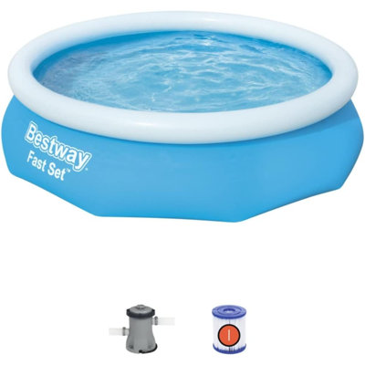 Polyvinyl Chloride (PVC) Round Inflatable Pool 29.9cm H x 120.1cm W x 120.1cm L , with Pump Included