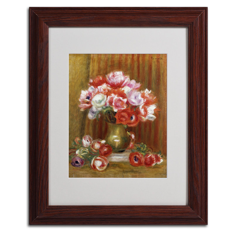 Anemones 1909 par Pierre-Auguste Renoir - reproduction d'art sur toile, H 14 po x l 11 po x P 0,5 po, Brun
