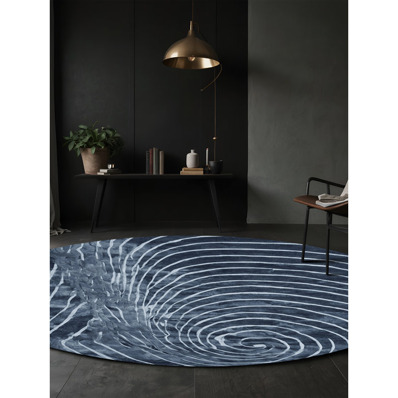 Machine Washable Gray Area Rug, Round 6'