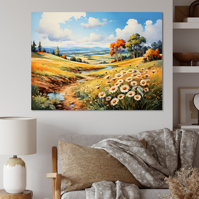 «Meadow Sunflower Symphony» sur toile, H 34 po x l 44 po x P 1,5 po, Toile tendue