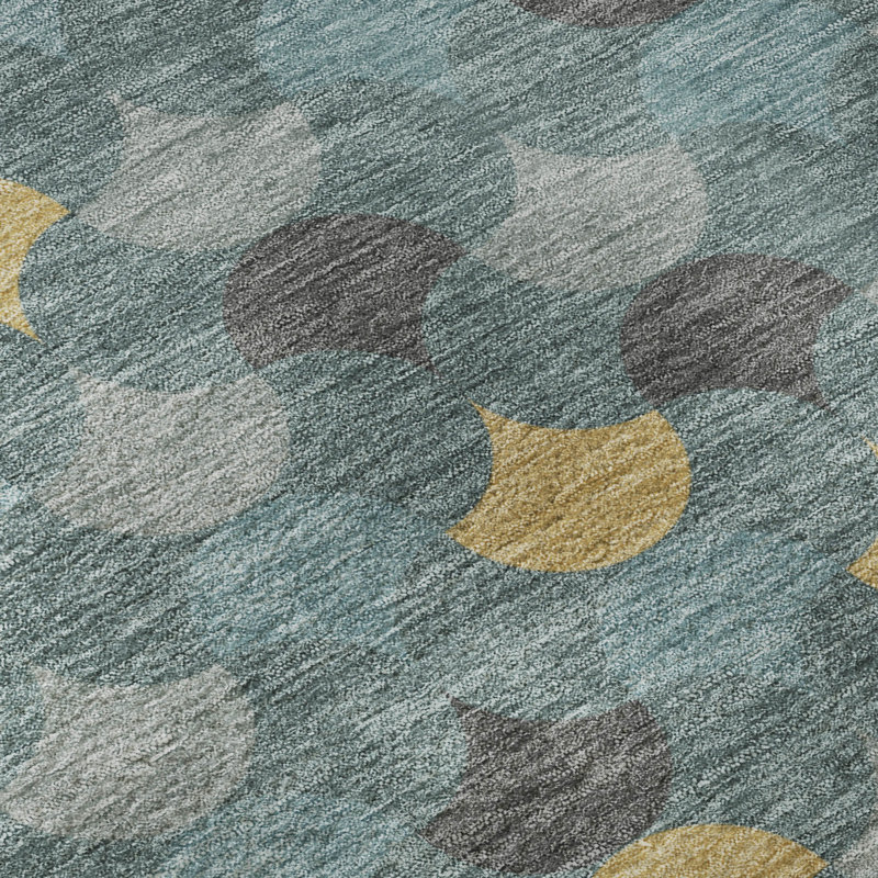 Tapis géométrique Premium lavable à la machine Villers AMF2568, Teal, 8' x 10'