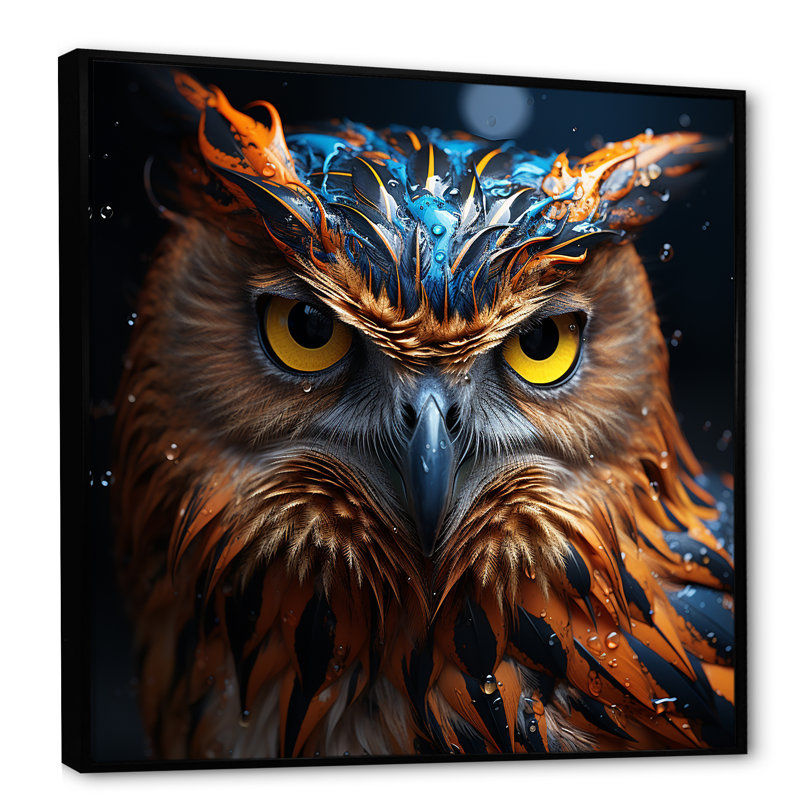 Portrait de chouettes sagesse III, Cadre flottant noir, H 30 po x l 30 po x P 1 po
