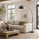 Bonita Arquer 66.93" Arc Floor Lamp, Faux Marble Base and Bell Shade for Living Rooms or Offices