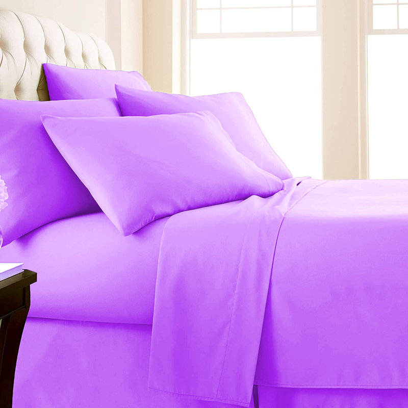Microfiber Flatweave Sheet Set, Full Sheet Set + 1 Fitted Sheet + 4 Pillowcases, Lilac