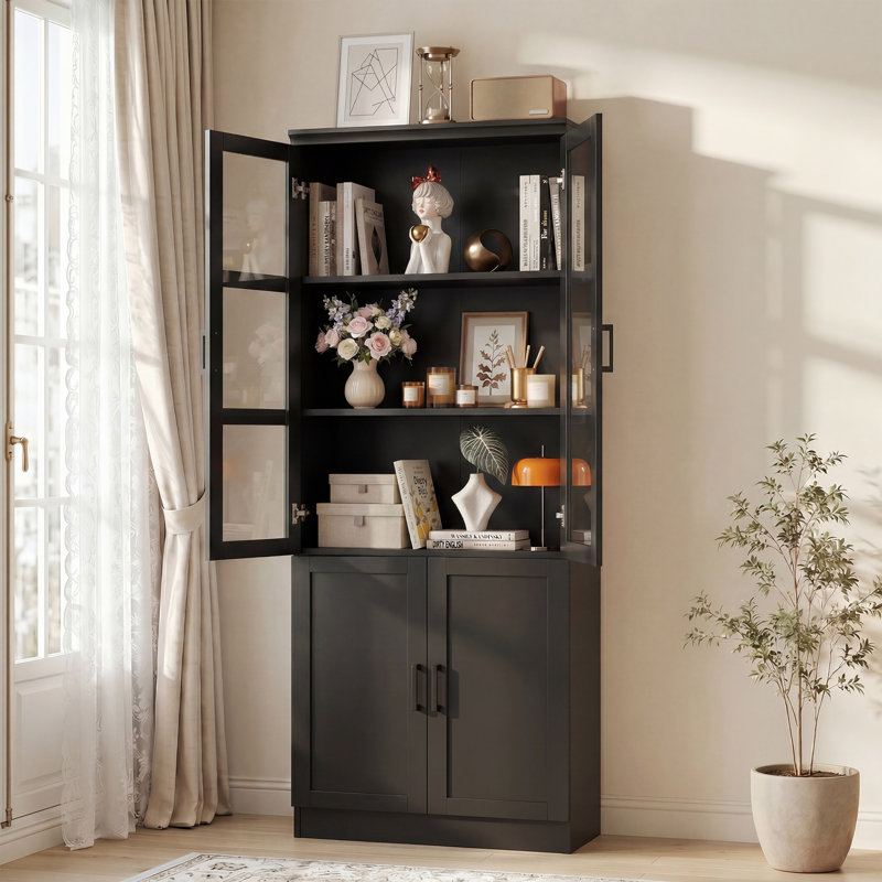 79.7" Tall Book Cabinet Storage Bookcase, Black