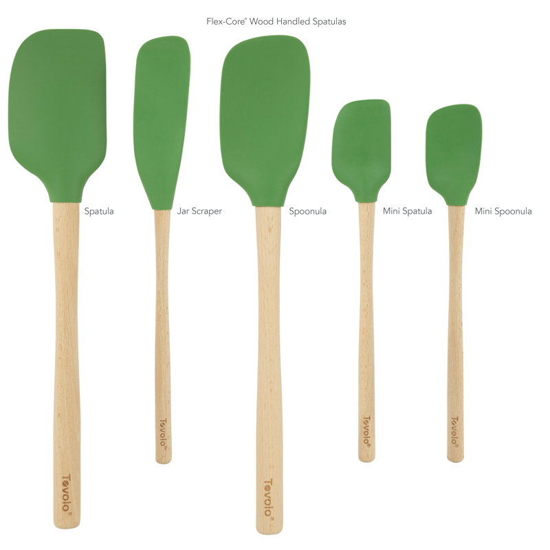 Pesto Green Silicone and Wood 5-Piece Spatula Set