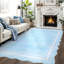 Tapis de salle à manger rectangulaire en polyester bleu clair 5 x 7 pi-338100011-338100013