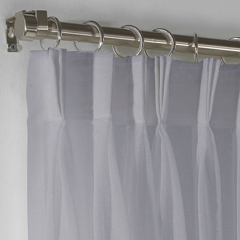 Triple Pinch Pleated Extra Long and Extra Wide Faux Linen Sheer Single Panel, Gray, 100" W x 95" L