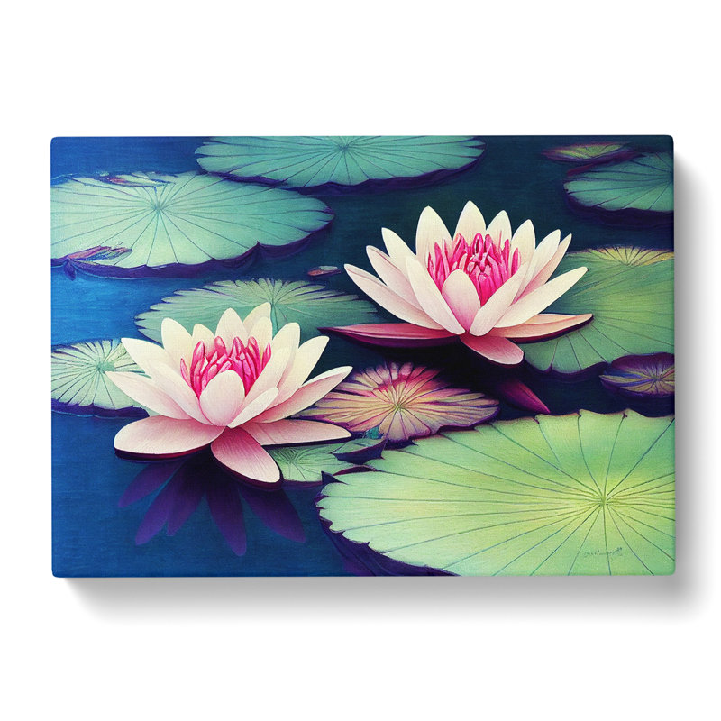 Exquisite Water Lily Flowers - Wrapped Canvas, 35cm H x 50cm W x 3cm D