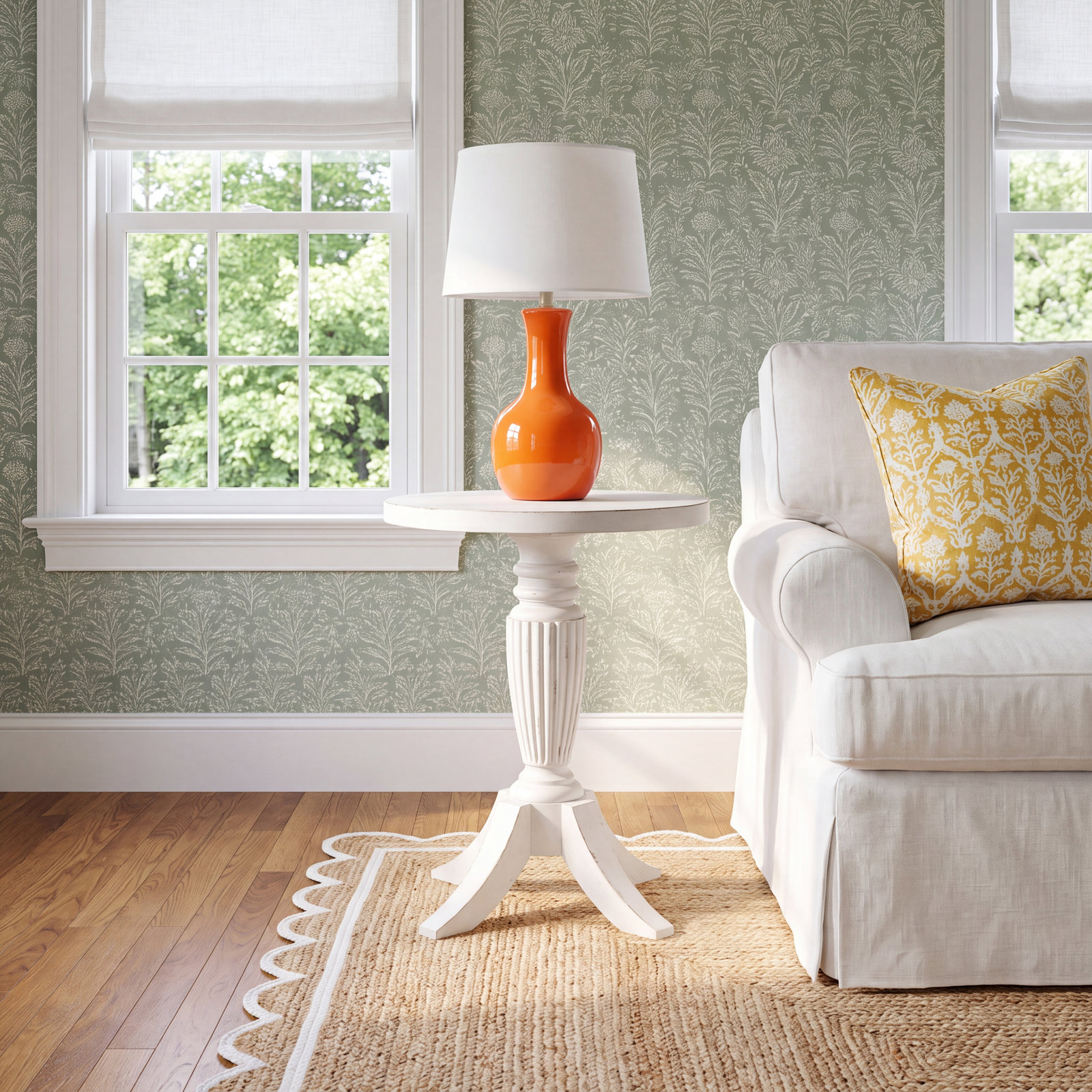 Country Living Round End Table, White