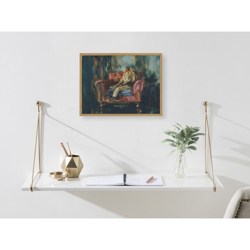 «Lion Portrait in Rich Jewel Tones» par The Creative Bunch Studio, reproduction d'art encadrée, H 16,65 po x l 12,65 po