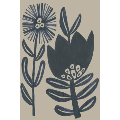 «Koman Blockprint Folk Flowers I» par June Erica Vess, reproduction