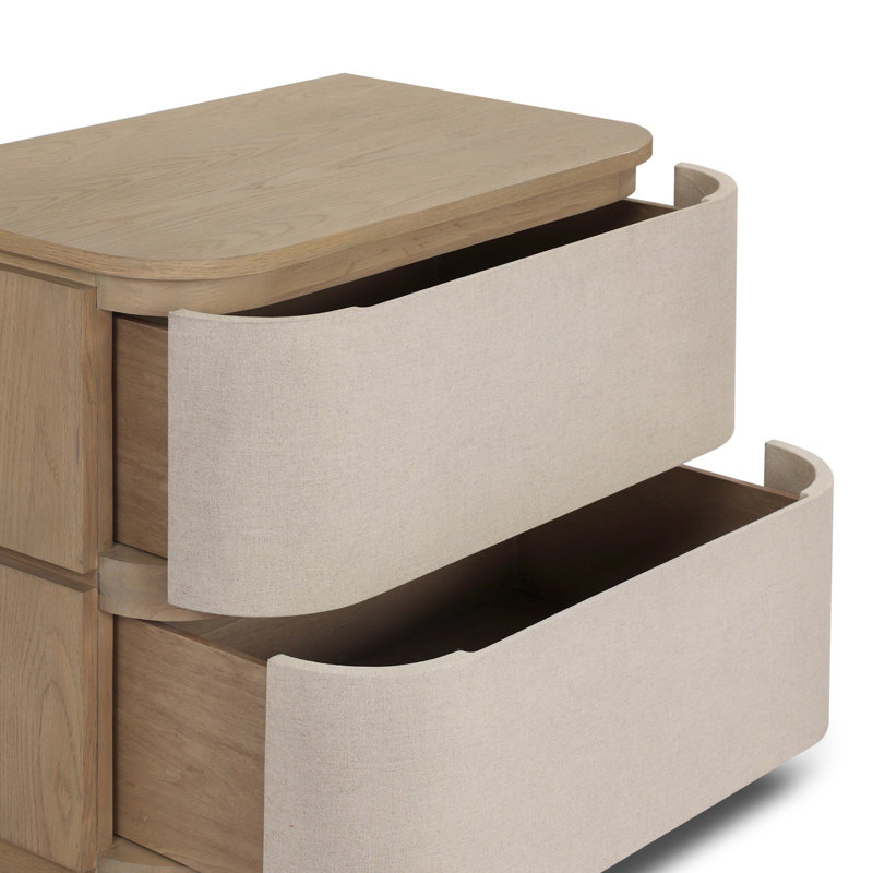 Mariella Nightstand-Beige Painted Linen