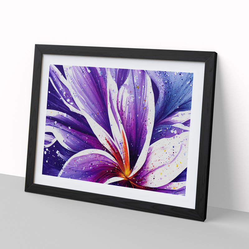 Colourful Iris Flower Vol.2 Abstract - Single Picture Frame Painting, Black Framed, 46cm H x 64cm W x 2cm D