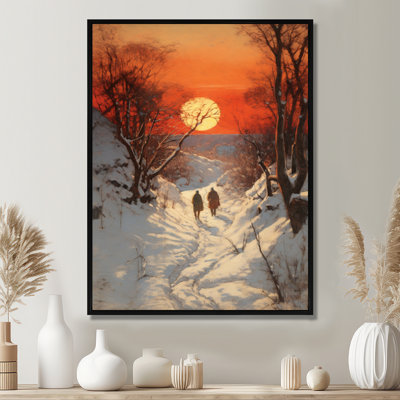 Sunset Walking To The Winter Forest - Forest Wall Art Print