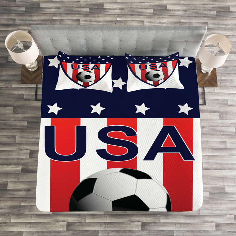USA Bedspread Set with Shams, 220 x 264 cm