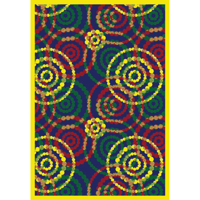 Whimsy Dottie Blue/Yellow/Green/Red Area Rug