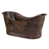 72" Hammered Copper Double Slipper Bathtub With Rings