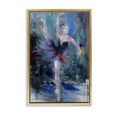 Danseuse de ballet vive sur cadre flottant bleu, design par Lucille Lee