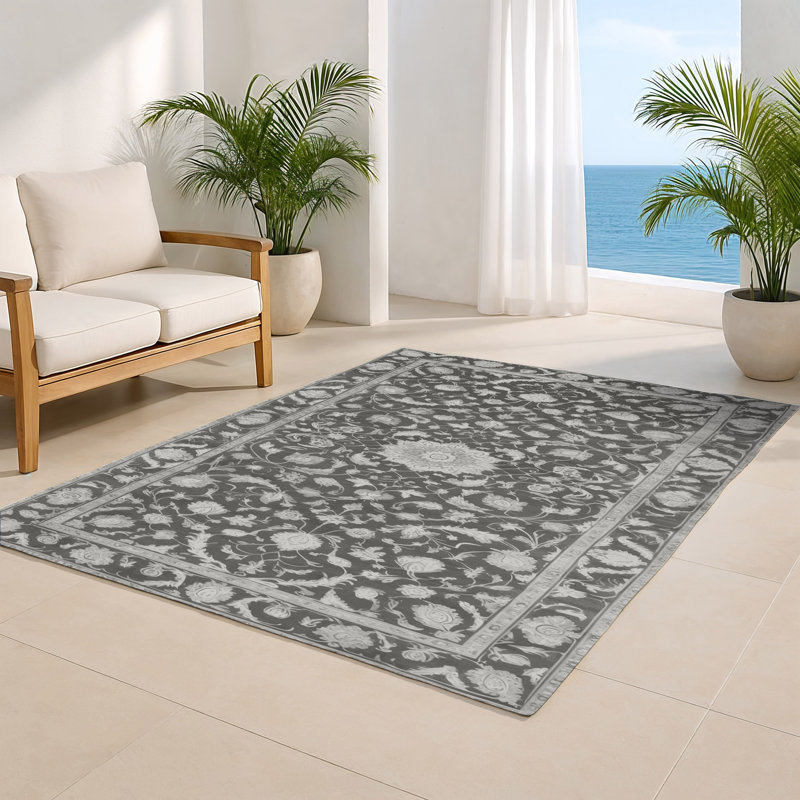 Tapis gris d'intérieur et d'extérieur Tabriz, Rectangle 4pi x 6 pi