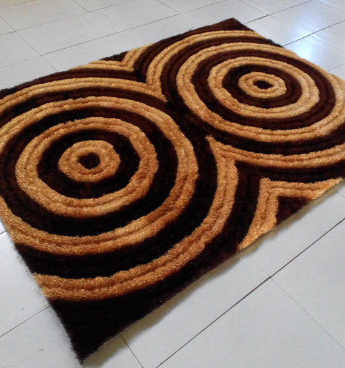 Tapis brun à motif géométrique, Rectangle 7 pi 11 po x 9 pi 10 po