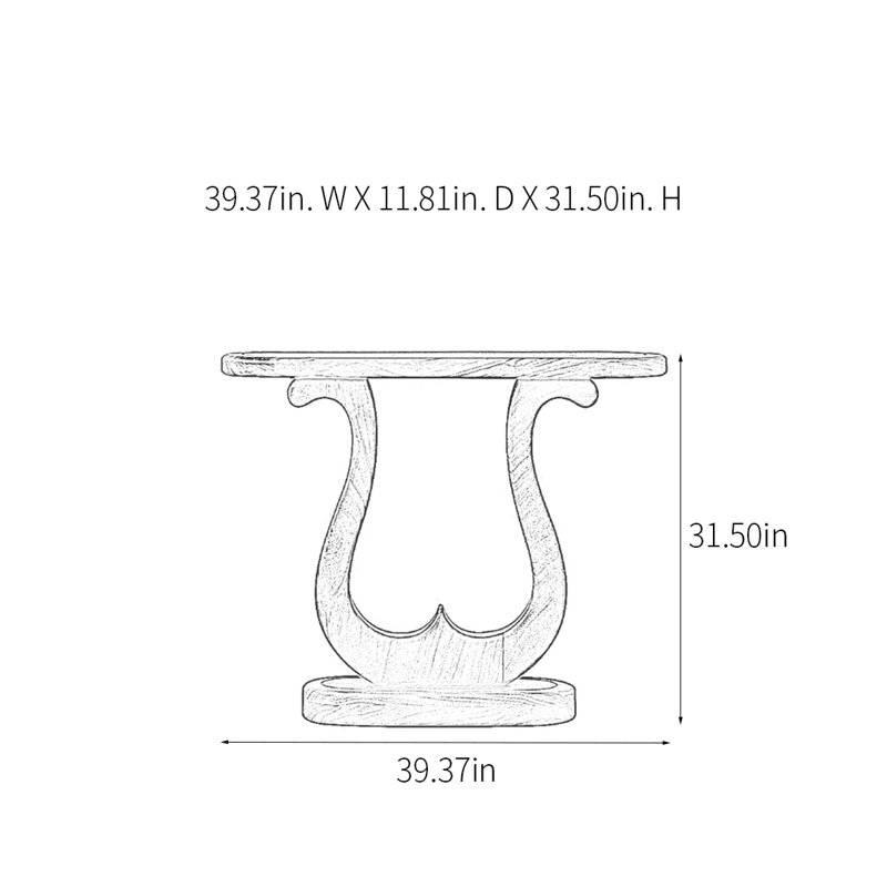 Console en bois massif noyer moderne, H 31,5 po x l 39,37 po x P 11,81 po, Marron foncé