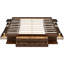 Structure de lit plateforme de rangement avec plusieurs tiroirs et tablettes sans sommier-769658263-769658251